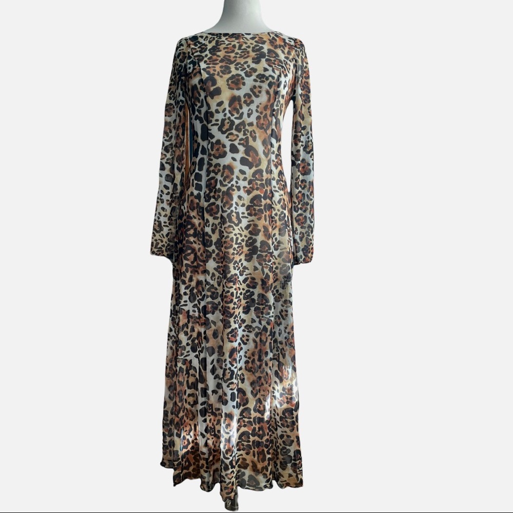 NWT & other stories leopard print long sleeve dress with low back sz 6
